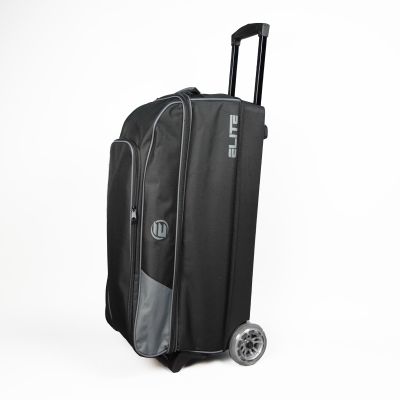ELITE Basic Triple Roller Rowling Bowling Bag | Black Bowling Bags With Wheels | Holds Up to 3 Bowling Balls | Additional Storage for 2 Pairs of Shoes | Air-Travel Friendly (Charcoal)