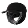 Gisdanchz Winter Hat with Ear Flaps, Winter Baseball Cap for Men Women, Fur Trapper Trooper Lumberjack Hunting Baseball Earflaps Cold Weather Ear Flap Elmer Fudd Hat, Black 58CM view 1