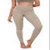 ODODOS Women's Cross Waist Full Length Yoga Leggings with Inner Pocket, Inseam 28" Gathered Crossover Workout Yoga Pants, Shaker Beige, X-Large view 1