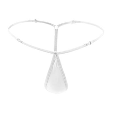 BreakEgg Men's Adjustable G-String Thong Underwear, Sexy Ice Silk Transparent T-Back Panties (White,One Size)