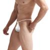 BreakEgg Men's Adjustable G-String Thong Underwear, Sexy Ice Silk Transparent T-Back Panties (White,One Size) view 3