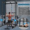 ULTRA FUEGO Power Cage, Multi-Functional Power Rack with J-Hooks, Dip Handles, Landmine Attachment and Optional Cable Pulley System for Home Gym (Power Cage with Pulley System and Flat Bench) view 2