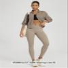 ODODOS Women's Cross Waist 7/8 Yoga Leggings with Inner Pocket, Inseam 25" Gathered Crossover Workout Yoga Pants, Shaker Beige, Medium view 4