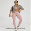 ODODOS Women's Cross Waist Full Length Yoga Leggings with Inner Pocket, Inseam 28" Gathered Crossover Workout Yoga Pants, Dusty Pink, Large view 4