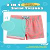 maamgic Boys Swim Trunks with Compression Liner Toddler Stretch Swim Shorts Quick Dry Swimming Trunks Boxer Brief 2 in 1 Beach Shorts Pink Mini Dinosaur 7 view 2