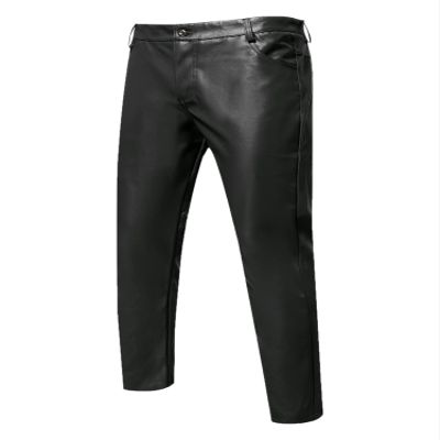 Lars Amadeus Black Faux Leather Pants for Men's Slim Fit Hip Hop Nightclub Disco Party Trousers 30