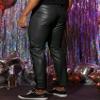 Lars Amadeus Black Faux Leather Pants for Men's Slim Fit Hip Hop Nightclub Disco Party Trousers 30 view 3