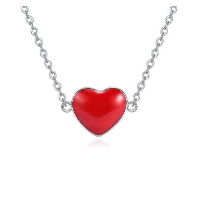 1925 Silver Romantic Red Love Women's Pendant Necklace Women's Short Chain Pendant Transportation Wedding Gift Versatile necklace
