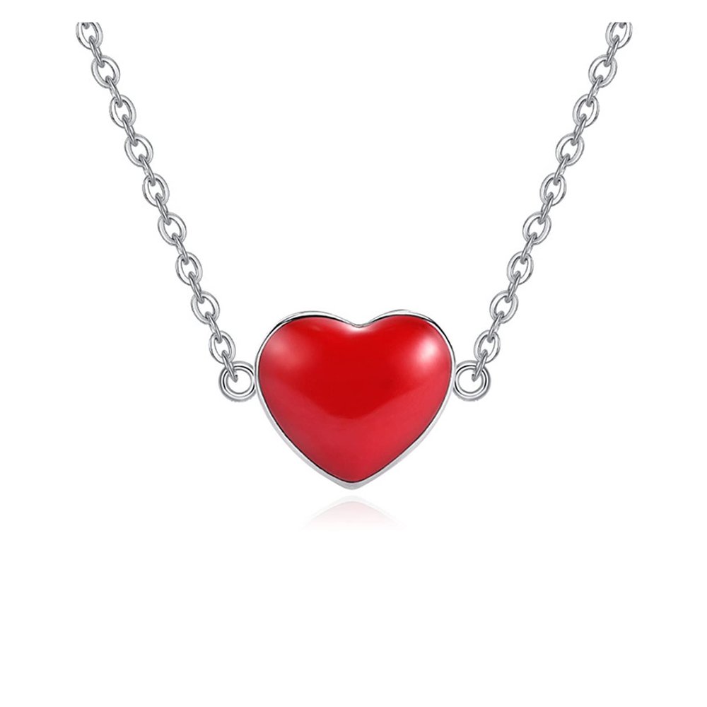1925 Silver Romantic Red Love Women's Pendant Necklace Women's Short Chain Pendant Transportation Wedding Gift Versatile necklace