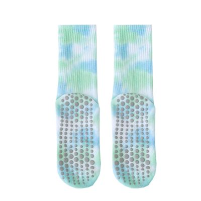 1 Pairs Women Colorful Tie Dye Sport Socks Non Slip Grip Socks Floor Socks Pilates Yoga Socks for Indoor Activities (Color : Light green, Size : One size)