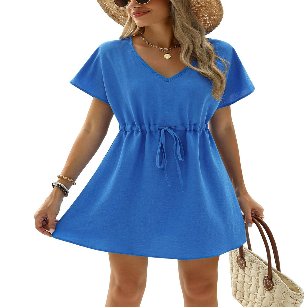 Ekouaer Womens Plus Size Bathing Suit Cover Up Soft Swim Covers Bat Sleeve Beach Coverups