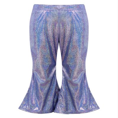 Agoky Kids Girls Sparkly Sequins Dance Pants Wide Leg Bell Bottoms Flared Trousers Hip Hop Jazz Disco Performance Costume Royal Blue A 15-16 Years