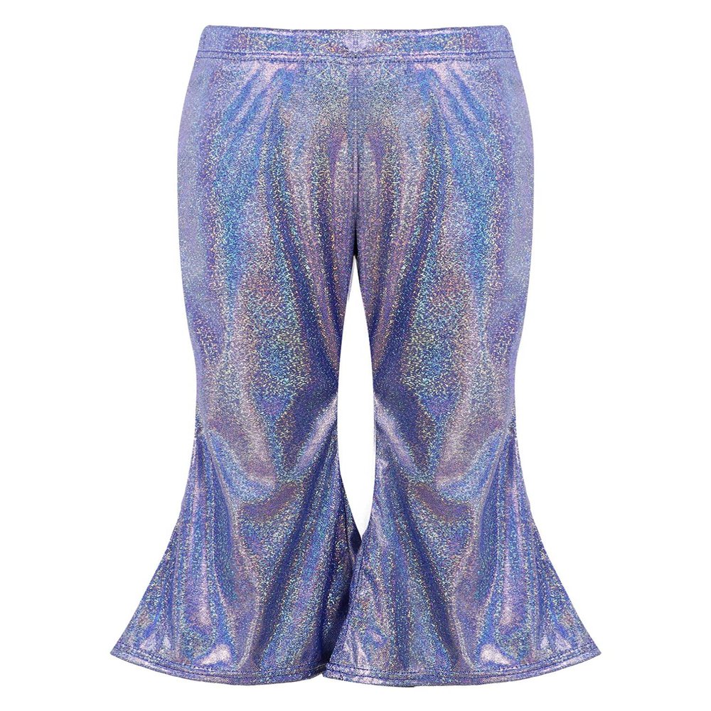 Agoky Kids Girls Sparkly Sequins Dance Pants Wide Leg Bell Bottoms Flared Trousers Hip Hop Jazz Disco Performance Costume Royal Blue A 15-16 Years