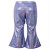 Agoky Kids Girls Sparkly Sequins Dance Pants Wide Leg Bell Bottoms Flared Trousers Hip Hop Jazz Disco Performance Costume Royal Blue A 15-16 Years view 2