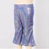 Agoky Kids Girls Sparkly Sequins Dance Pants Wide Leg Bell Bottoms Flared Trousers Hip Hop Jazz Disco Performance Costume Royal Blue A 15-16 Years view 4