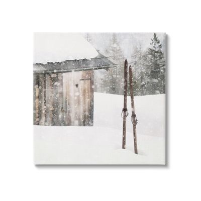 Stupell Industries Winter Cabin Skis Canvas Wall Art by LSR Design Studio