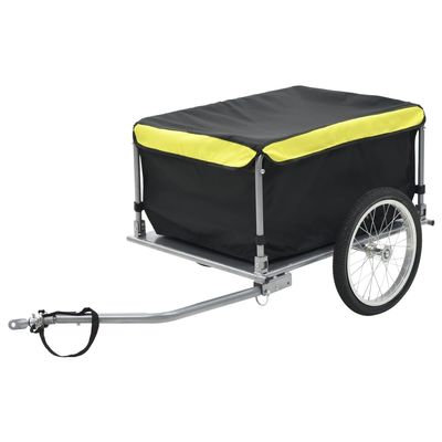 loibinfen Bike Cargo Trailer with Rain Cover, Bicycle Cargo Trailer Foldable Two-Wheel Bike Luggage Wagon Bicycle Trailer with Removable Cover, Black and Yellow, Maximum Load Capacity: 143.3 lb