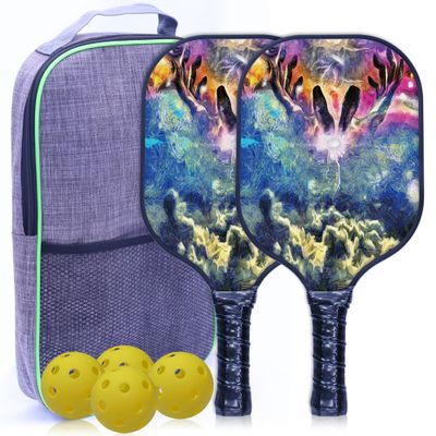 Universe Pickleballs Paddles Set of 2, Lightweight Pickle Ball Set with 2 Pickleballs Rackets & 4 Pickleballs, Outdoor for Men Women, Pickleballs Rackets Gifts for Beginners & Pros, Universe Type 9
