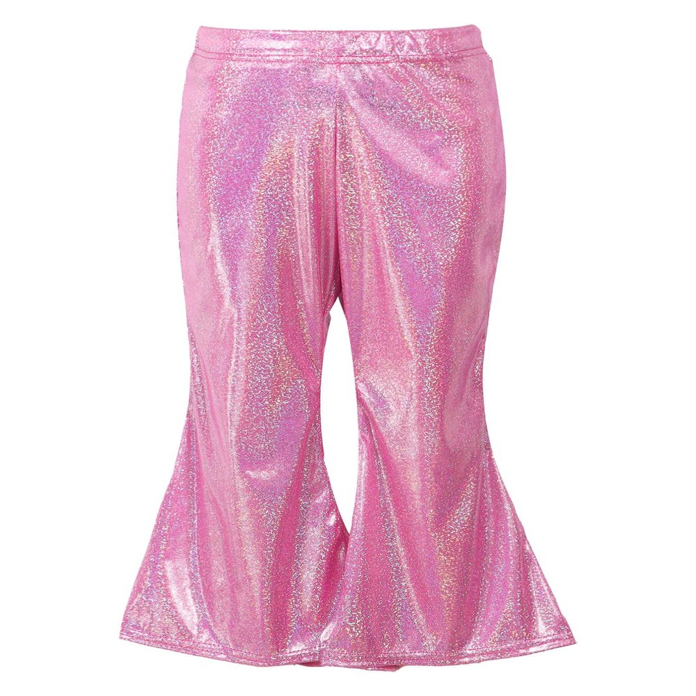 Agoky Kids Girls Sparkly Sequins Dance Pants Wide Leg Bell Bottoms Flared Trousers Hip Hop Jazz Disco Performance Costume Rose Red A 14-15 Years