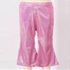 Agoky Kids Girls Sparkly Sequins Dance Pants Wide Leg Bell Bottoms Flared Trousers Hip Hop Jazz Disco Performance Costume Rose Red A 14-15 Years view 3