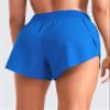 CRZ YOGA Mid Waisted Split Running Shorts for Women 4" - Comfy Mesh Liner for Workout Athletic Gym Track Quick Dry Sparkle Blue Medium view 2