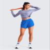 CRZ YOGA Mid Waisted Split Running Shorts for Women 4" - Comfy Mesh Liner for Workout Athletic Gym Track Quick Dry Sparkle Blue Medium view 4