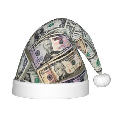 Augenstern Christmas Hat Dollars-Money-Cash-Pattern Xmas Hat Unisex Santa Hat