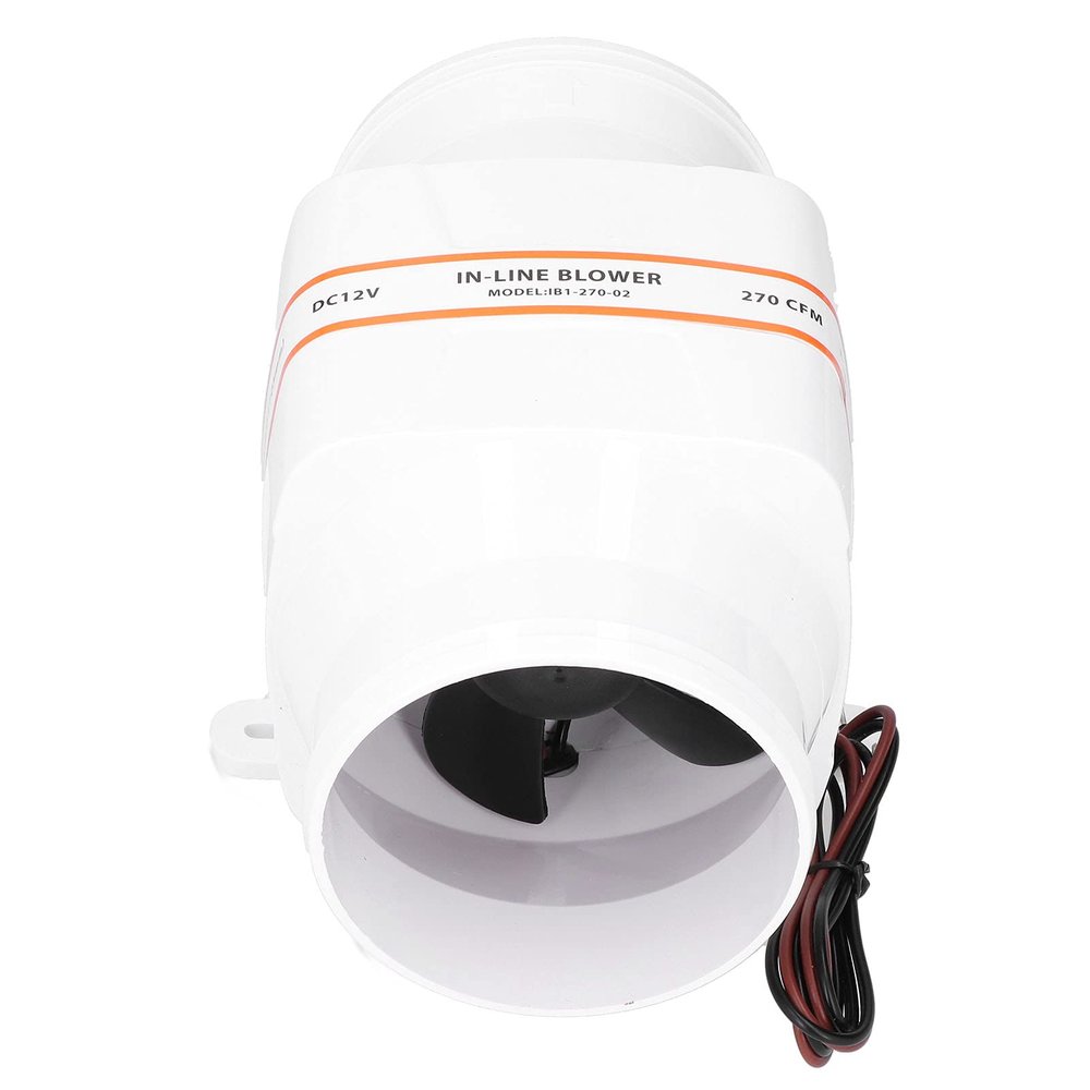 12V Air Blower Fan, 4in 270CFM InLine Bilge Air Blower 12V High Airflow Anti Corrosion NMIB1-270-02 Marine Boat Accessory