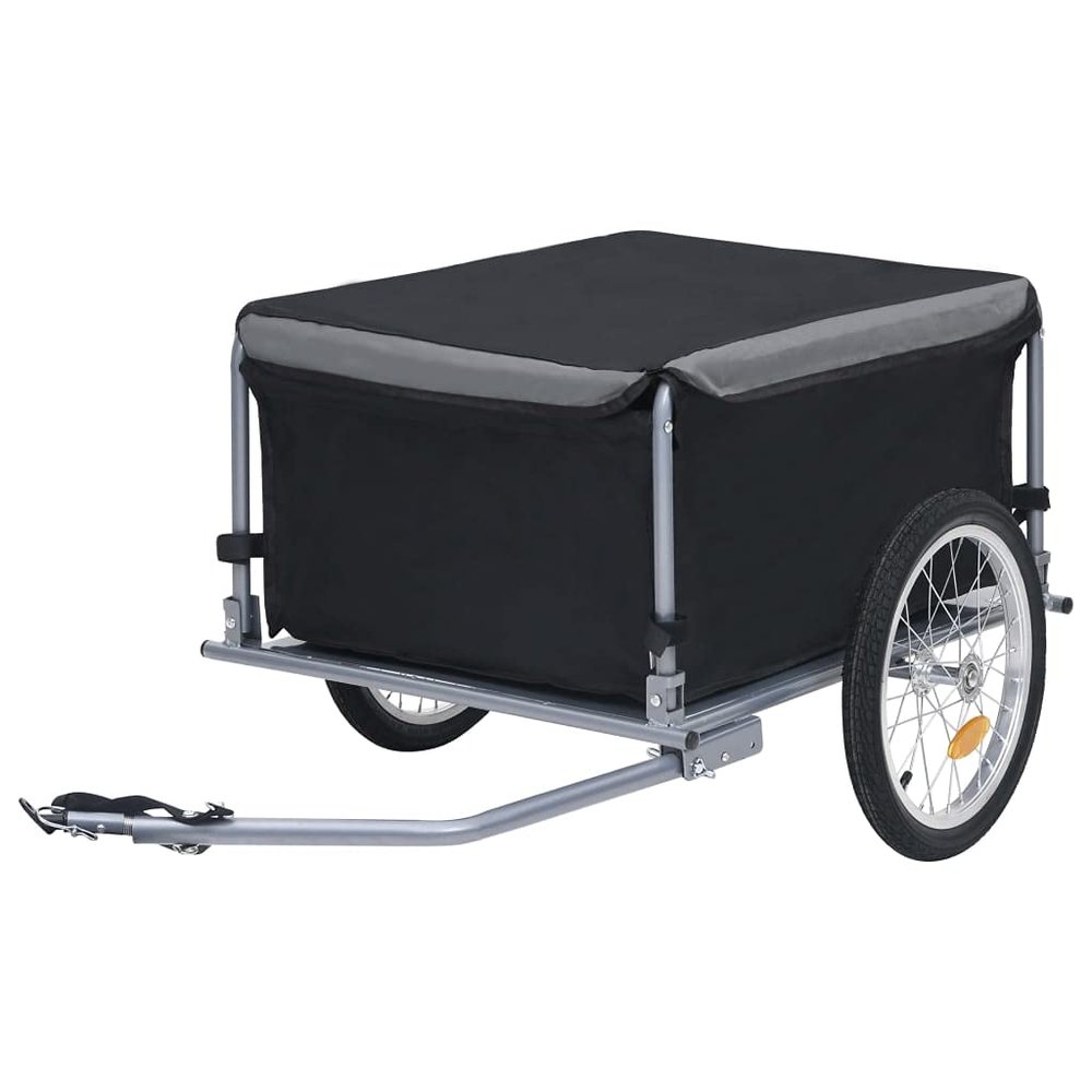 loibinfen Bike Cargo Trailer with Rain Cover, Bicycle Cargo Trailer Foldable Two-Wheel Bike Luggage Wagon Bicycle Trailer with Removable Cover, Black and Gray, Maximum Load Capacity: 143.3 lb