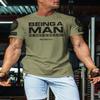 Workout Shirts for Men, Being A Man is Necessary Gym Shirt, Funny Lifting T-Shirt (SM,Being A Man is Necessary Military Green Branded) view 3