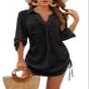 Blooming Jelly Womens Bathing Suit Cover Up Swimsuit Coverup Beach Dress Bikini Drawstring Swimwear Cover ups(X-Large, Black) view 1