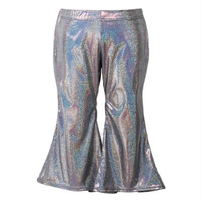 Agoky Kids Girls Sparkly Sequins Dance Pants Wide Leg Bell Bottoms Flared Trousers Hip Hop Jazz Disco Performance Costume Black A 15-16 Years