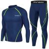 clearance deals sweatsuits for men 12 piece hoodie men's jogging tracksuit set Men's Athletic Running Tracksuit Set Casual Compression Workout Sport 2 Piece Outfits Long Sleeve Sweatshirts Set Blue M view 1