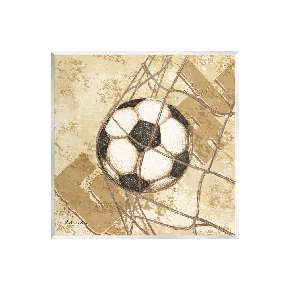 Stupell Industries Soccer Ball in Goal Wall Plaque Art by Nidhi Wadhwa