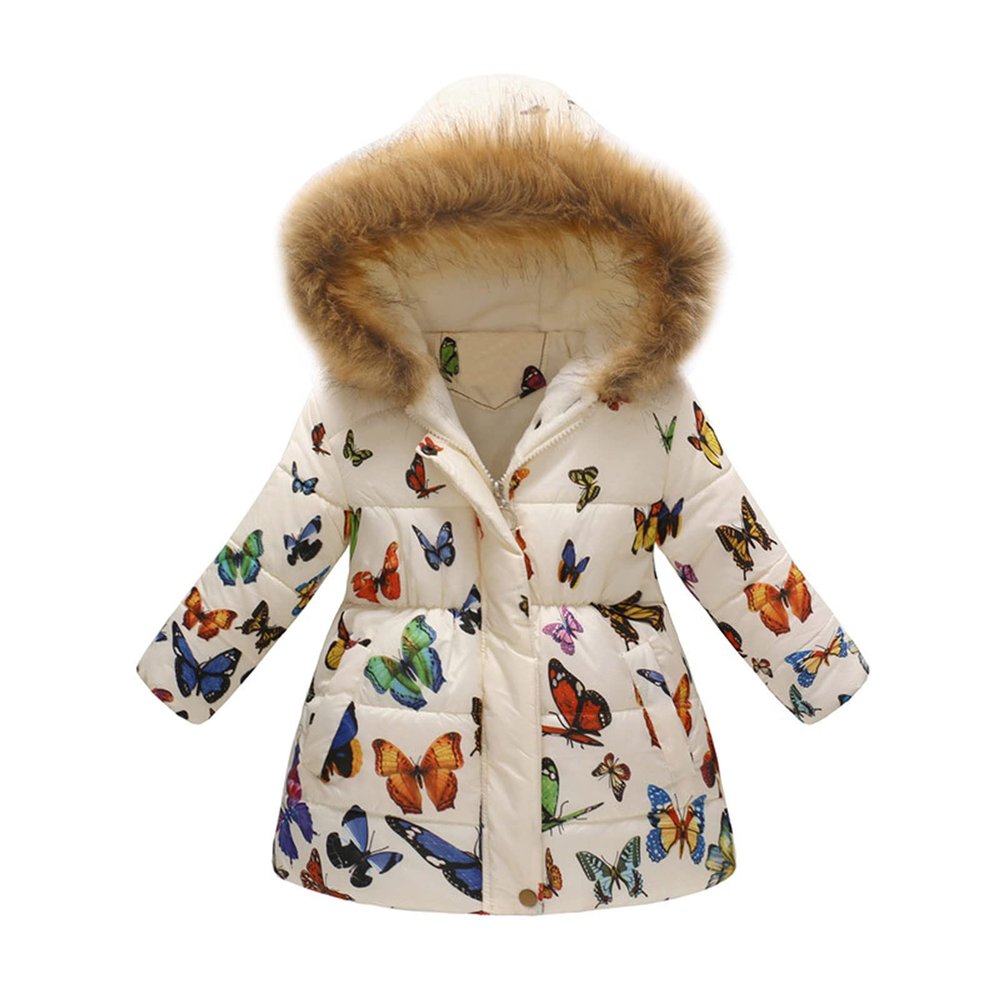 KAGAYD Baby Girls Jackets Toddler Warm Outerwear Winter Coat Toddler Jacket Zip Up Long Sleeve Outwear (White, 2-3 Years)