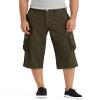 BEST SOUTH 3/4 Capri Long Cargo Shorts for Men Below Knee 18 Inches Pants Casual Hiking Work Outdoor with Pockets Olive Green 32 view 2