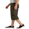 BEST SOUTH 3/4 Capri Long Cargo Shorts for Men Below Knee 18 Inches Pants Casual Hiking Work Outdoor with Pockets Olive Green 32 view 3