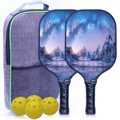 PrintOnDemand Pickleballs Paddles Set of 2, Carbon Fiber Pickleballs Paddle with Enhanced Honeycomb Core and Anti-Slip Cushioned Grip, Pickleballs for Beginners to Advanced Players, Universe Type 20