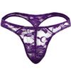 BreakEgg Men's Sexy Lace G-String Underwear Seamless Transparent Thong (Purple,One Size) view 1