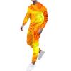sweater set mens tracksuit 8 piece hoodie, mens hoodie sweatsuit sets Sweat Suits for Men Set 2 Piece Fashion 3D Print Sport Tracksuit Set Long Sleeve Crewneck Sweatshirt and Pant Set Yellow M view 1