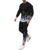 prime early access sale men 11 piece linen outfit Men's Athletic 2 Pieces Tracksuit Casual 3D Flame Print Pullover Crewneck Sweatshirts Loose Sports Sweatpant Set White 4X view 1