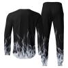 prime early access sale men 11 piece linen outfit Men's Athletic 2 Pieces Tracksuit Casual 3D Flame Print Pullover Crewneck Sweatshirts Loose Sports Sweatpant Set White 4X view 3