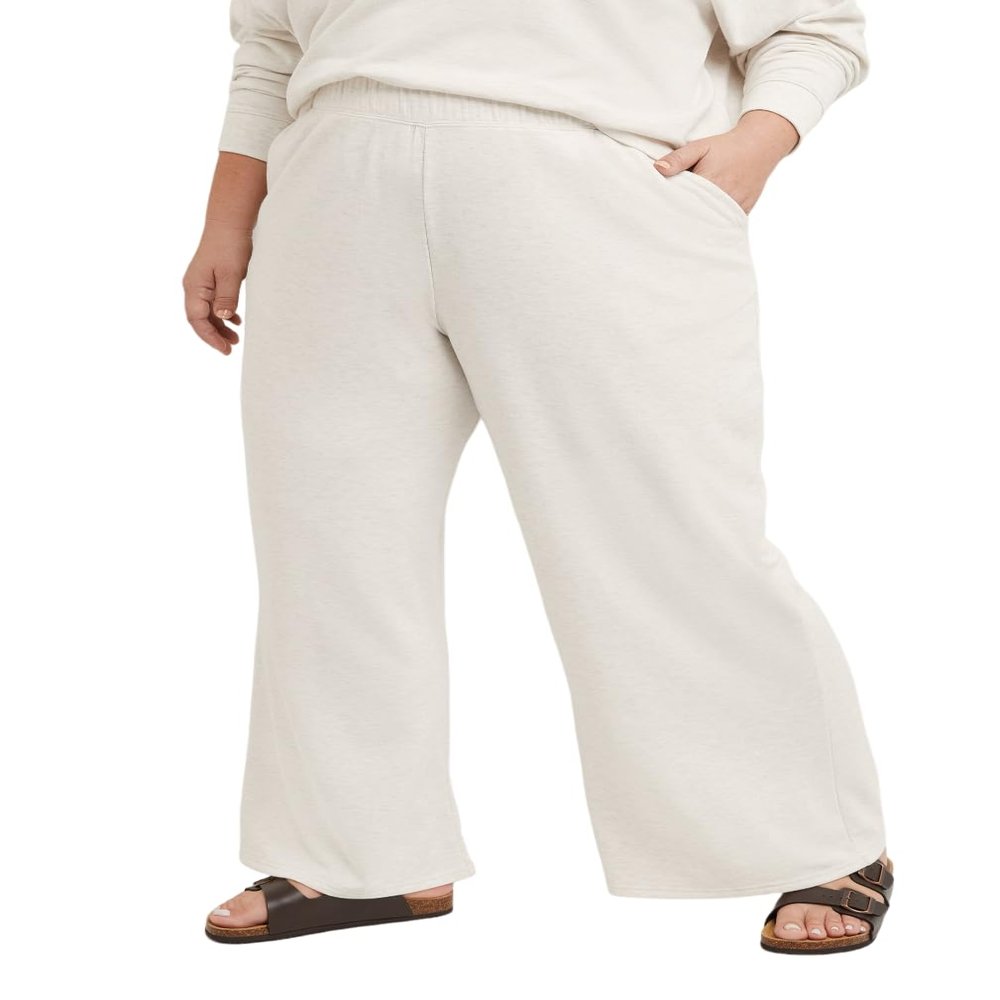 Hanes Women's Originals Palazzo Pants, Brushed Fleece Sweatpants, Flare Leg Pants, 28.5"