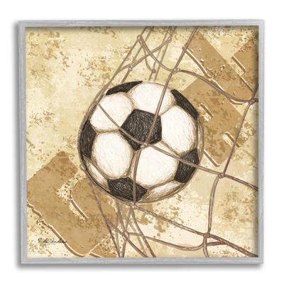 Stupell Industries Soccer Ball in Goal Framed Giclee Art by Nidhi Wadhwa