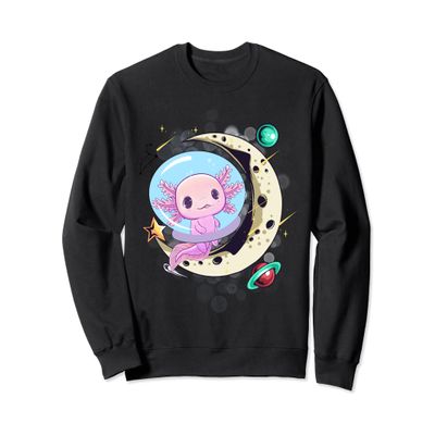 Cute Axolotl t-shirt tee moon space astronaut Sweatshirt