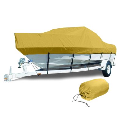 11-27ft Boat Cover, 600D Waterproof Oxford Cloth UV Protected V-Hull Runabout Jumbo Boat Speedboat Fishing Ski Boat Covers Elastic Cord Protection, Yellow,16to18FT: 636x332cm