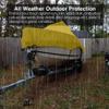 11-27ft Boat Cover, 600D Waterproof Oxford Cloth UV Protected V-Hull Runabout Jumbo Boat Speedboat Fishing Ski Boat Covers Elastic Cord Protection, Yellow,16to18FT: 636x332cm view 4