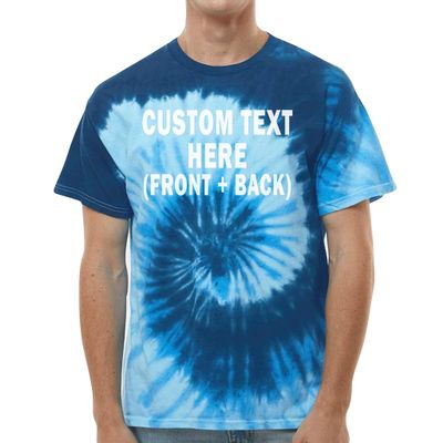 Custom Tie Dye Shirt for Men Women Add Your Text Personalized Casual T-Shirt Blue Ocean Large