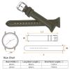 HARFINGTON Genuine Leather Watch Band 22mm Quick Release Elegant Slim Thin Top Grain Replacement Wristband Strap for Ladies/Children Watch & Smartwatch, Olive Green/Silver Tone view 2