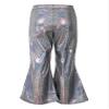Agoky Kids Girls Sparkly Sequins Dance Pants Wide Leg Bell Bottoms Flared Trousers Hip Hop Jazz Disco Performance Costume Black A 12-14 Years view 2